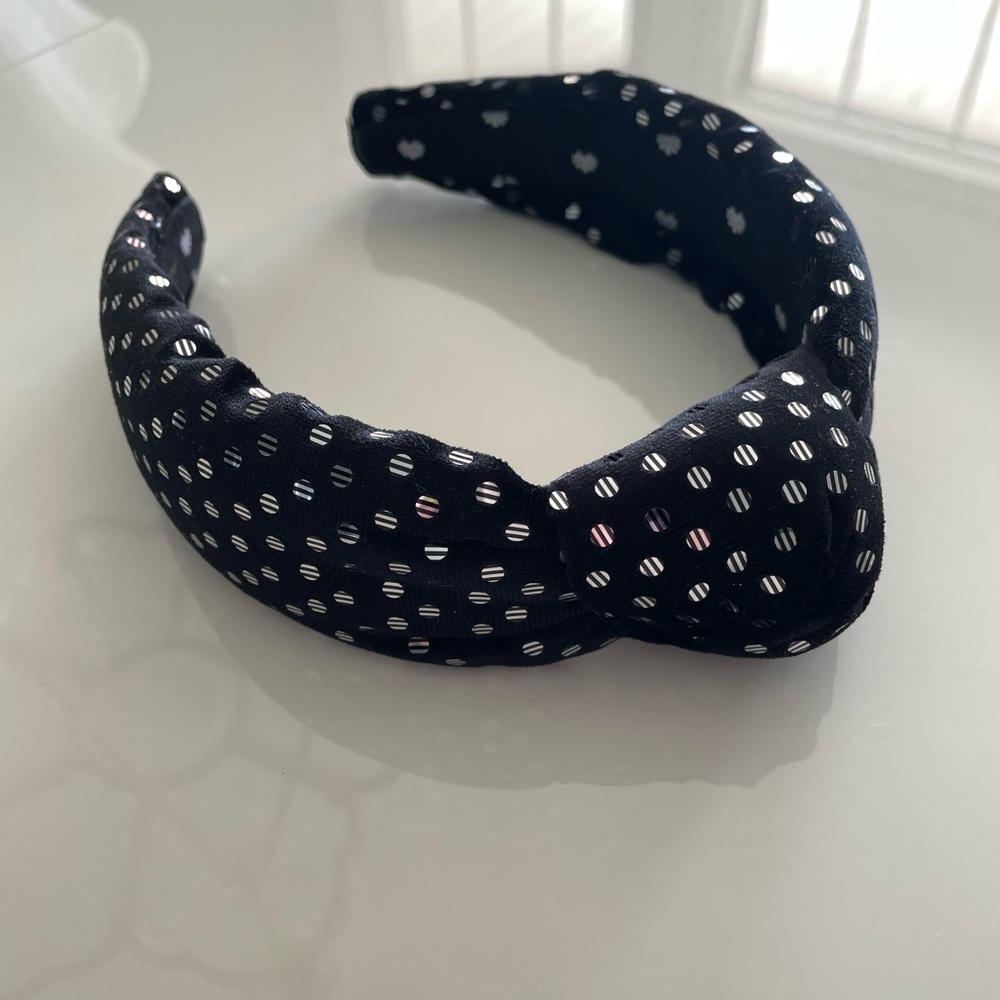Lele Sadoughi Knotted Polka-Dot Velvet Headband - Picture 2 of 3